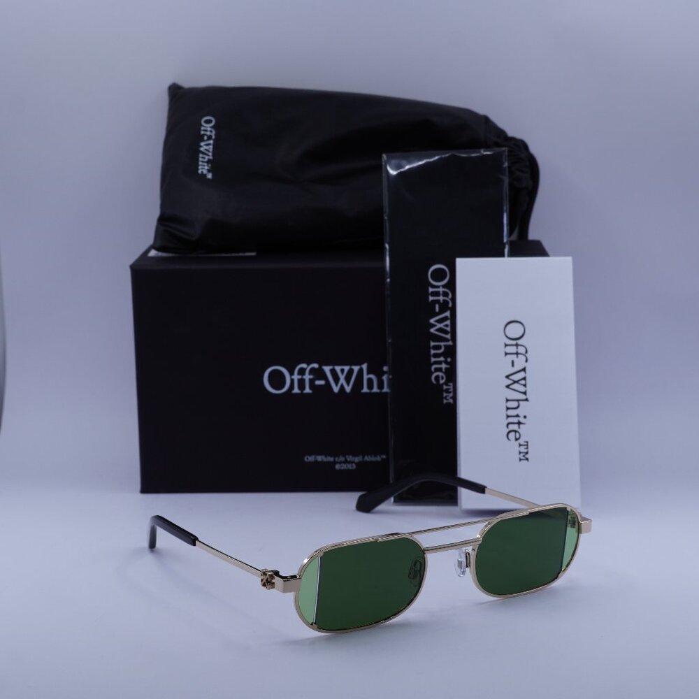 Off-White OERI14H LYNN 7650 Oval Sunglasses – Gold/Green